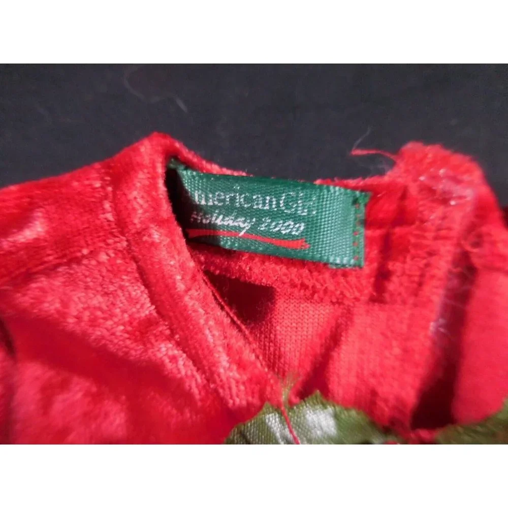American Girl Bitty Baby red Dress White‎ flux fur trim Christmas Holiday 2000